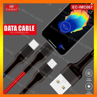 Dây cáp sạc dù dài 1m 3 đầu sạc earldom imc- 067, cáp sạc nhanh 2a - bảo hành 1 năm