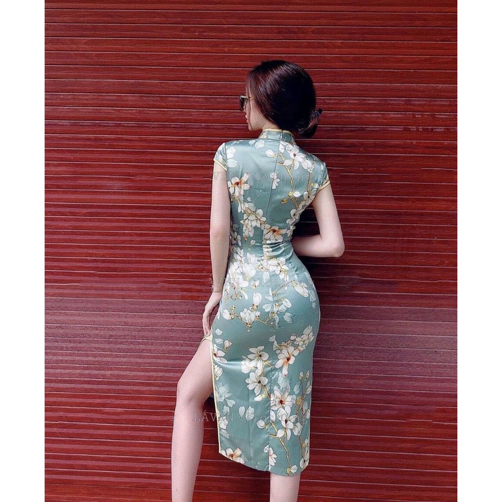 Sườn xám kiểu dáng sang trọng lên dáng cực chuẩn họa tiết sắc nét thời trang nữ Arava sx070