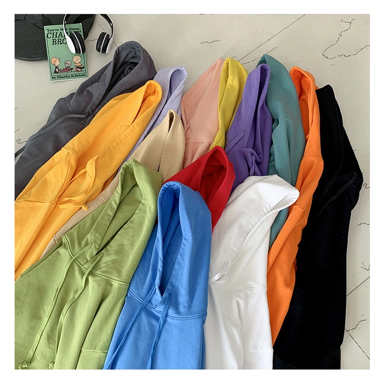 Áo Hoodie Trơn Nam Nữ Form Rộng Chất Nỉ Bông Thiết Kế Mũ To Lớn 2 Màu Nổi Bật Cam Xanh GUF Lanimiashop