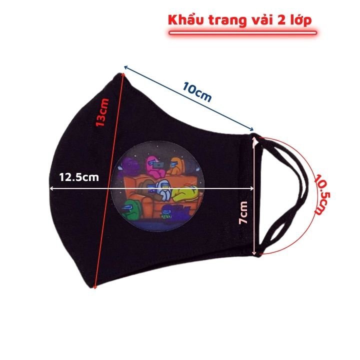 Khẩu trang trẻ em vải hai lớp hình among us, siêu nhân, xe Mc Queen- hình in 3D sắc nét, giặt không trôi hình-Tomchuakid