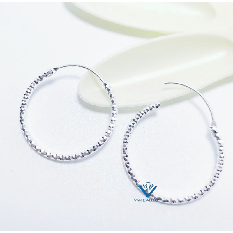 Khuyên tai bạc Khuyên tròn trơn vòng to đủ size bạc ta 925 Van jewelry V10721