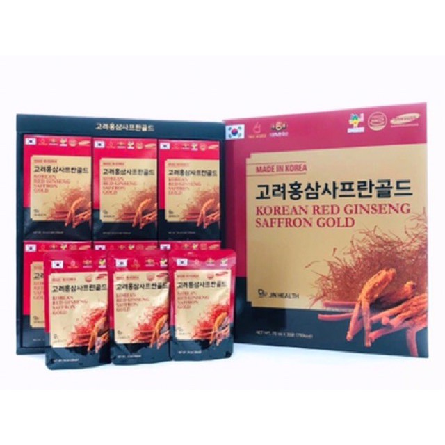 Nước Hồng Sâm Nhụy Hoa Nghệ Tây Korean Red Ginseng Saffron Gold hộp 30 gói x 70ml