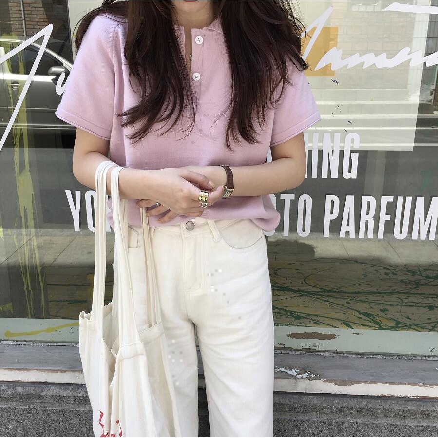 Áo Polo Ngắn Tay Trơn Màu Xinh Xắn Dành Cho Nữ 42222