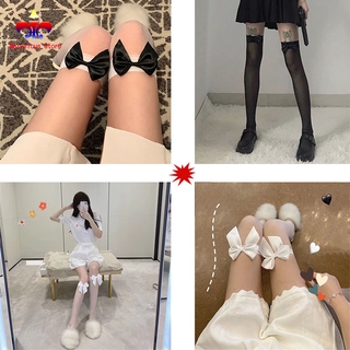 1 đôi vớ dài đến đầu gối đính nơ dễ thương cho nữ