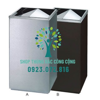 Thùng rác Inox chữ nhật nắp xoay chữ U