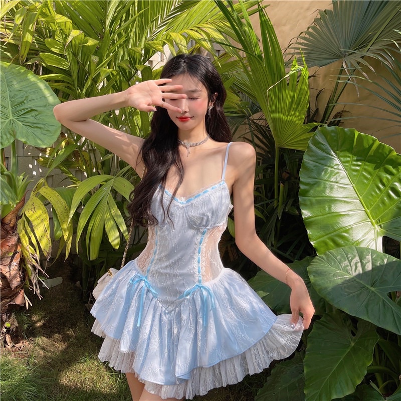 Đầm body xoè ren tầng Ulzzang