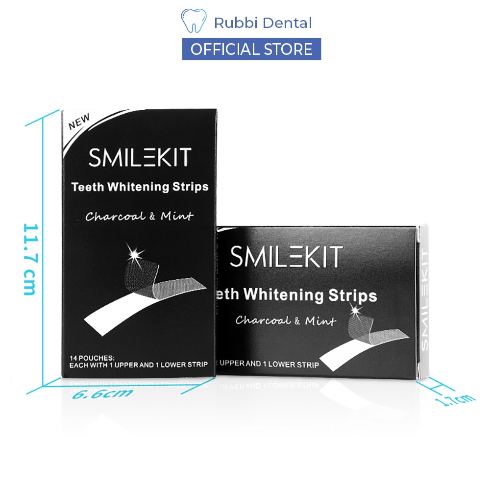 Miếng dán trắng răng than tre hoạt tính SMILEKIT hương bạc hà