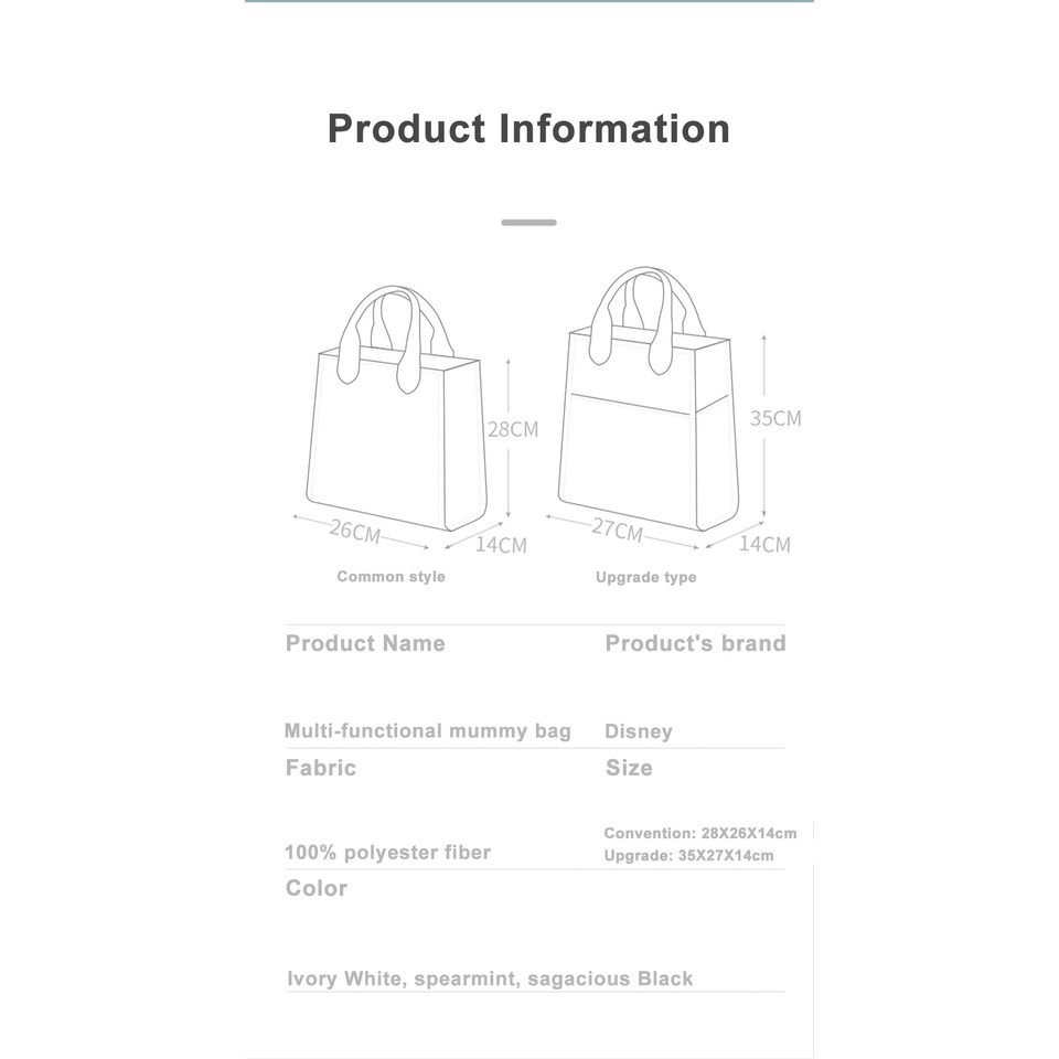 Túi đựng đồ dùng cỡ lớn có móc treo xe đẩy em bé in hình chuột Mickey