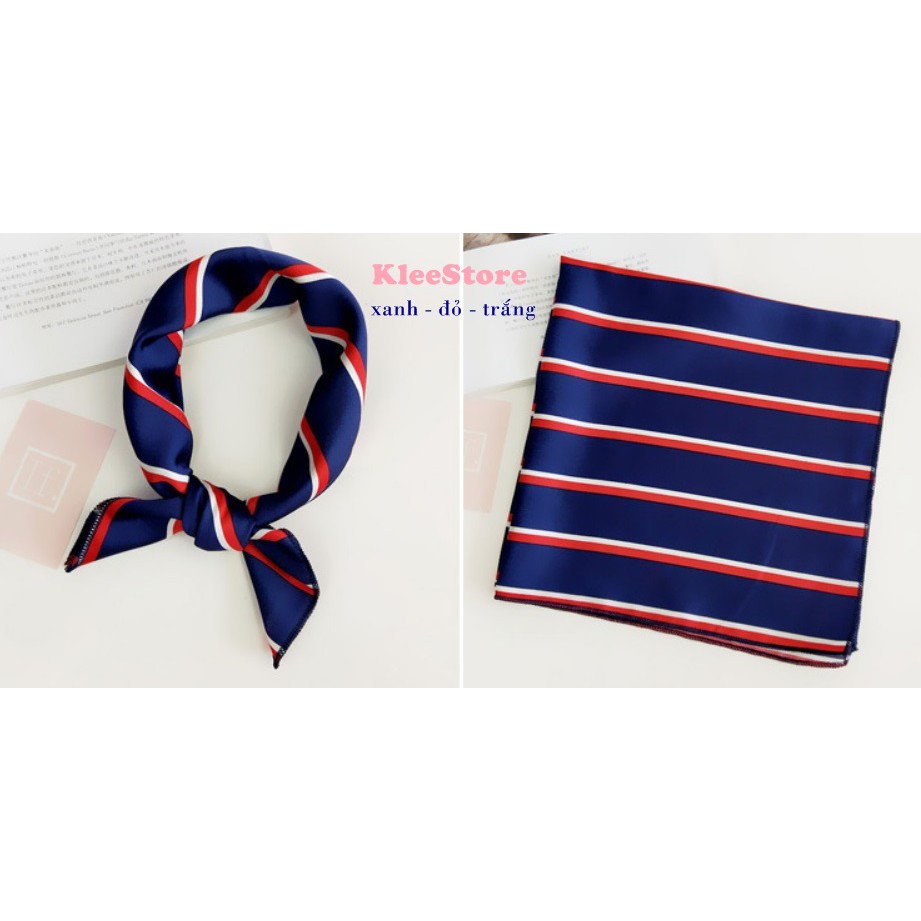 KHĂN LỤA VUÔNG SATIN KẺ 50x50 cm