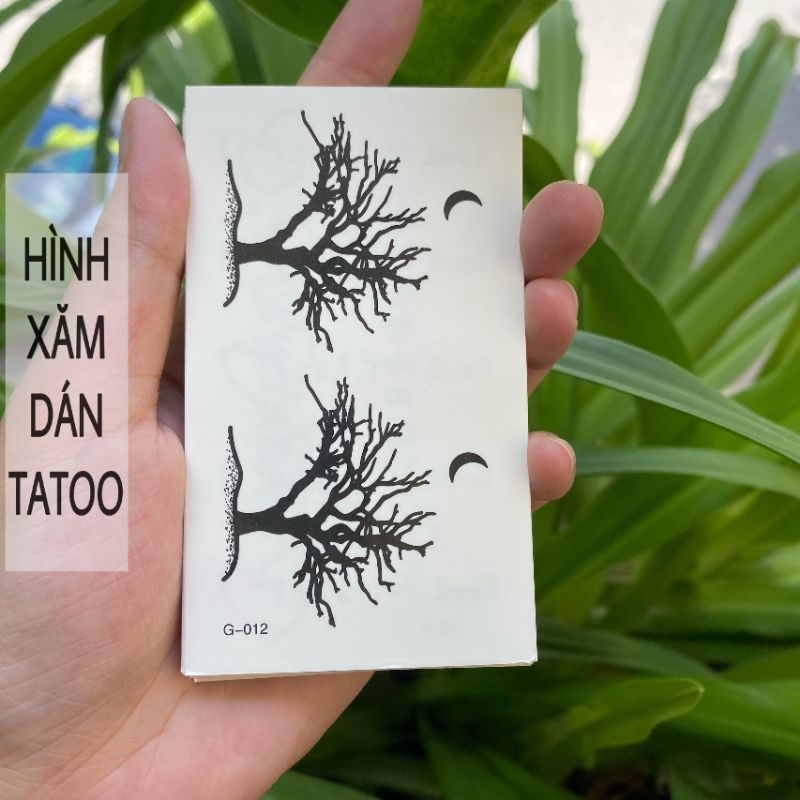 Hình xăm cây khô g12. Xăm dán tatoo gạm thời size &lt;10x6cm