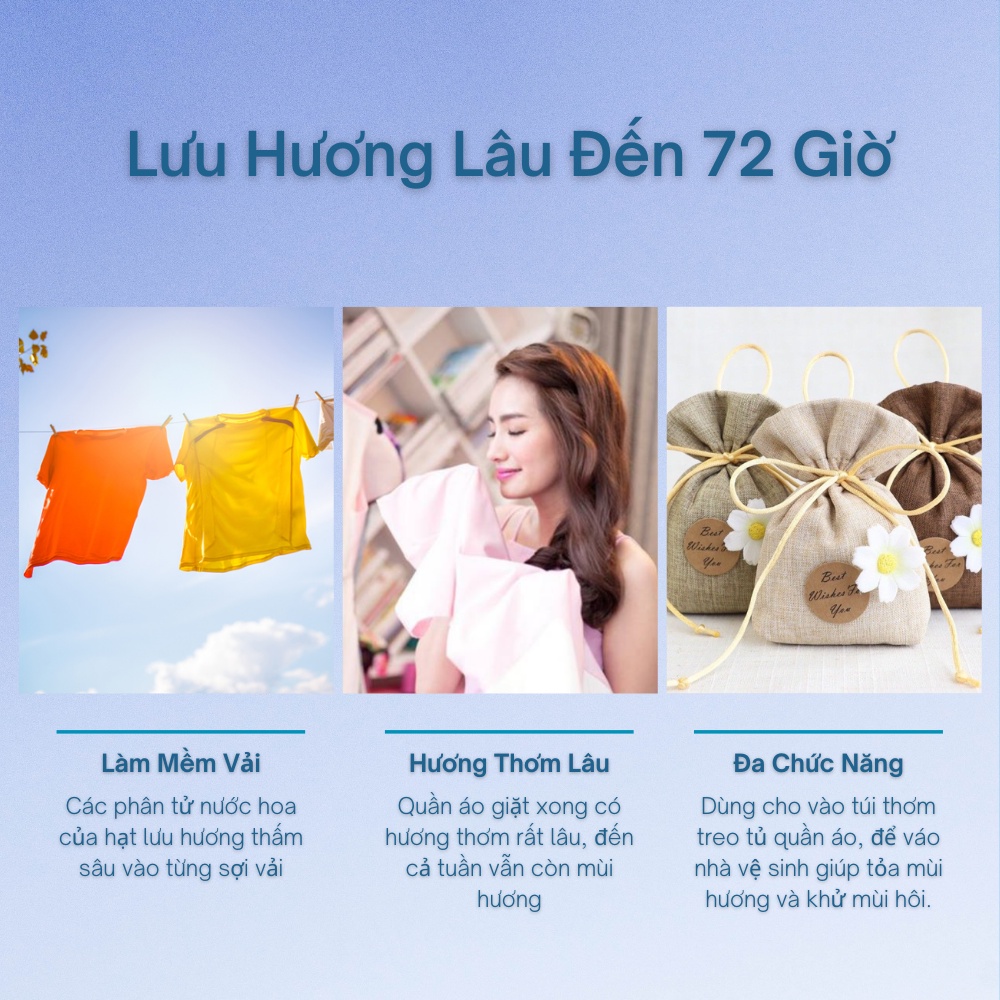 Viên Hạt Xả Thơm Quần Áo Nội Địa Hạt Xả Thơm Làm Mềm Vải Cao Cấp WIACHNN 200G