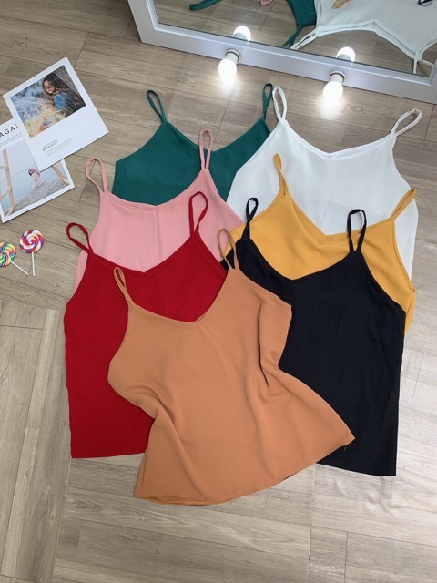 [ Mã WASTAPR giảm 10K đơn 50K] Áo hai dây cổ tim vải đẹp | BigBuy360 - bigbuy360.vn