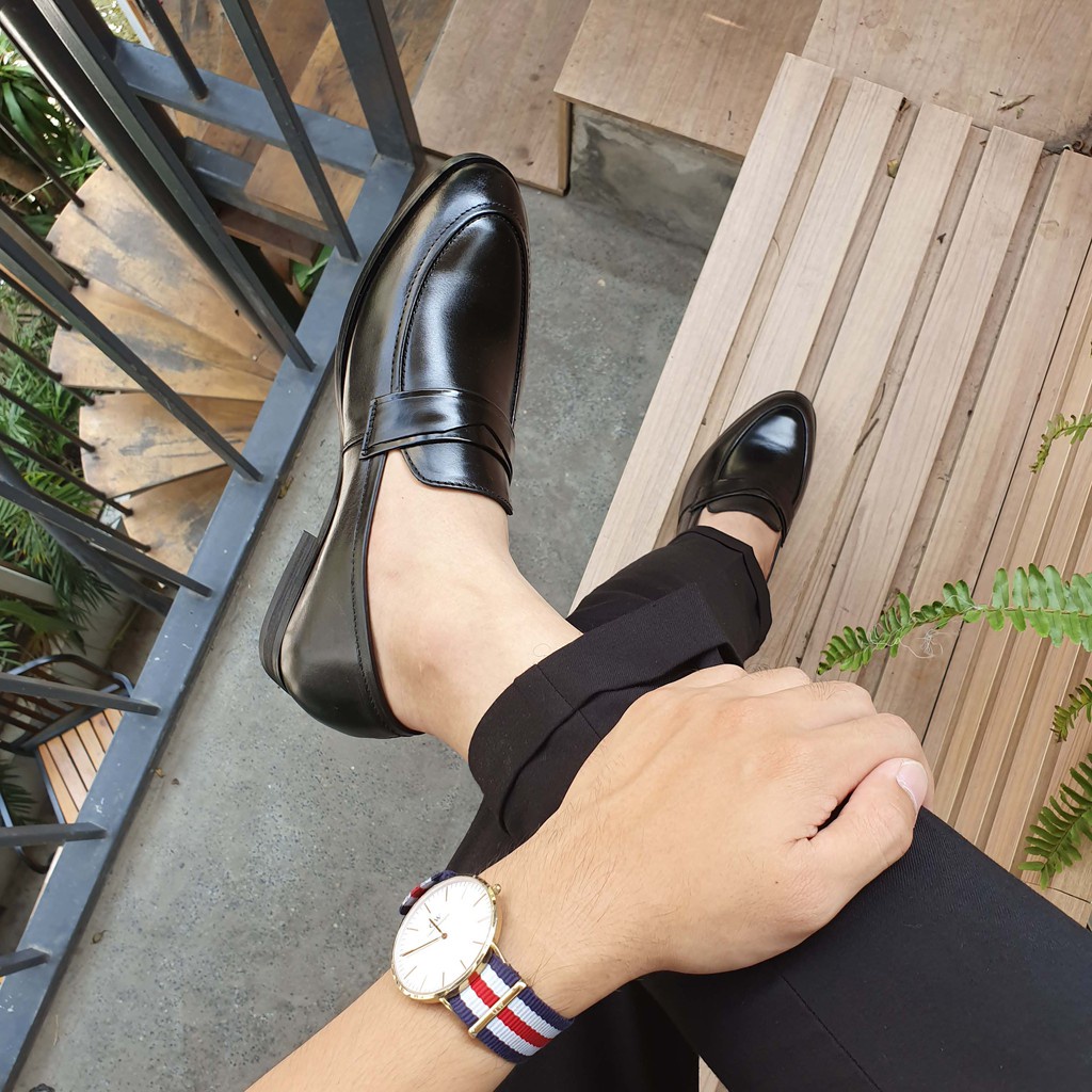 Giày Lười Loafer Tăng Chiều Cao Da Bò Nguyên Tấm Santoro Mã TCM575