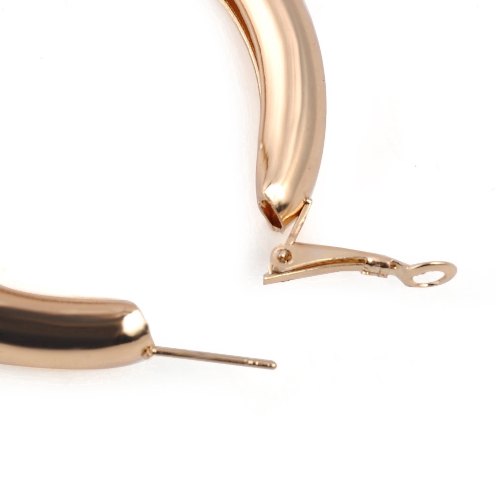 Khuyên Tai Tròn Mạ Vàng Dày 50mm Phong Cách Hàn Quốc