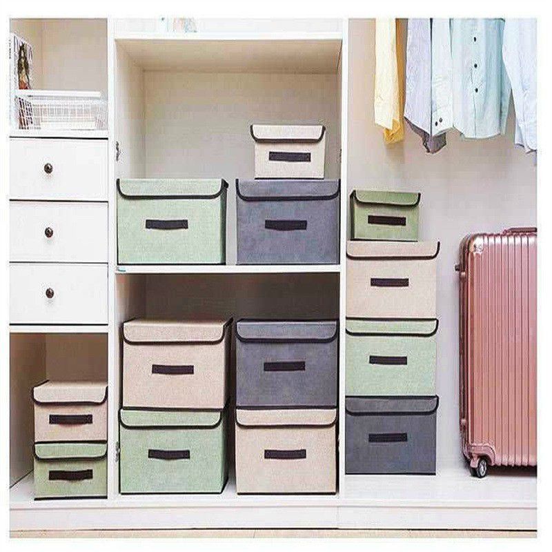 Set 2 Túi Vải Đựng Đồ Dạng Hộp Khung Cứng