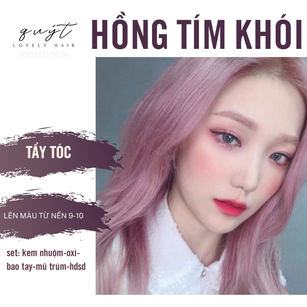 [HCM]Kem Nhuộm Tóc Thảo Dược Hồng Tím Khói- Tẩy Tóc- Tặng Oxy