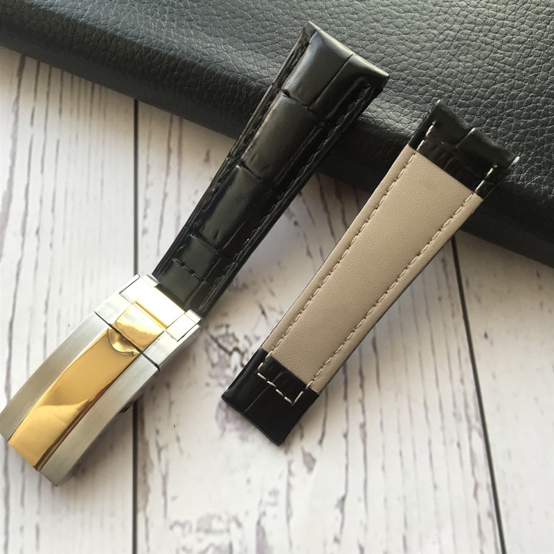 ROLEX Dây Đeo Bằng Da Thật Màu Xanh Lá 20MM Dành Cho Tàu Ngầm