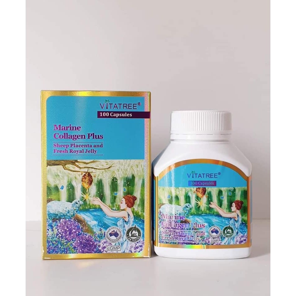 Viên uống đẹp da Vitatree Marine Collagen Plus⚡Tặng quà⚡Nhập khẩu Úc duy trì làn da trẻ trung hồng hào