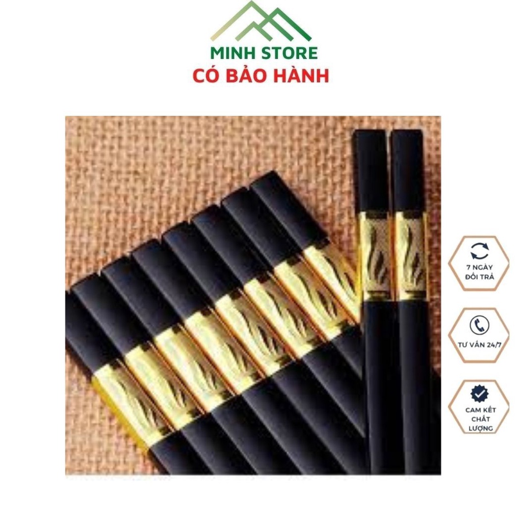 Bộ 10 Đôi Đũa Mạ Vàng Đũa Mạ Vàng Xuất Nhật, Hàn Quốc Cao Cấp, Chống Trơn Trượt