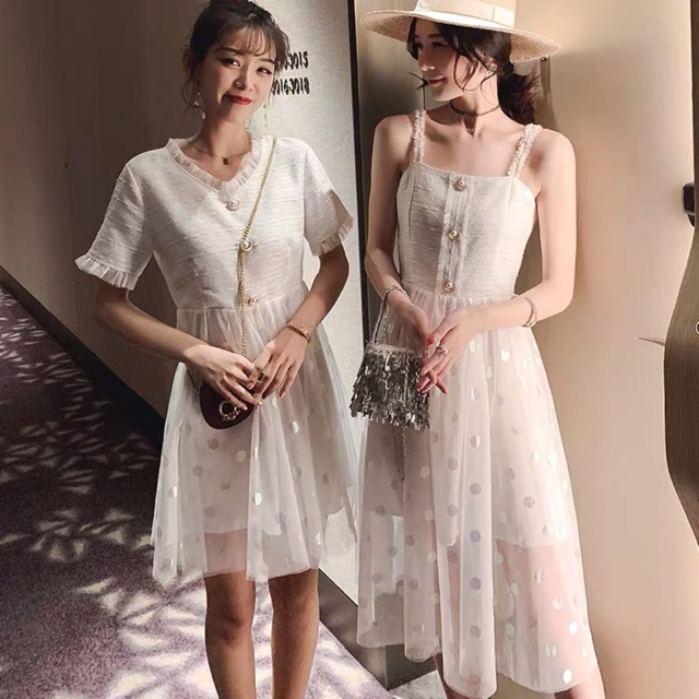[ORDER] Váy phối voan chấm bi [ảnh thật ở cuối]
