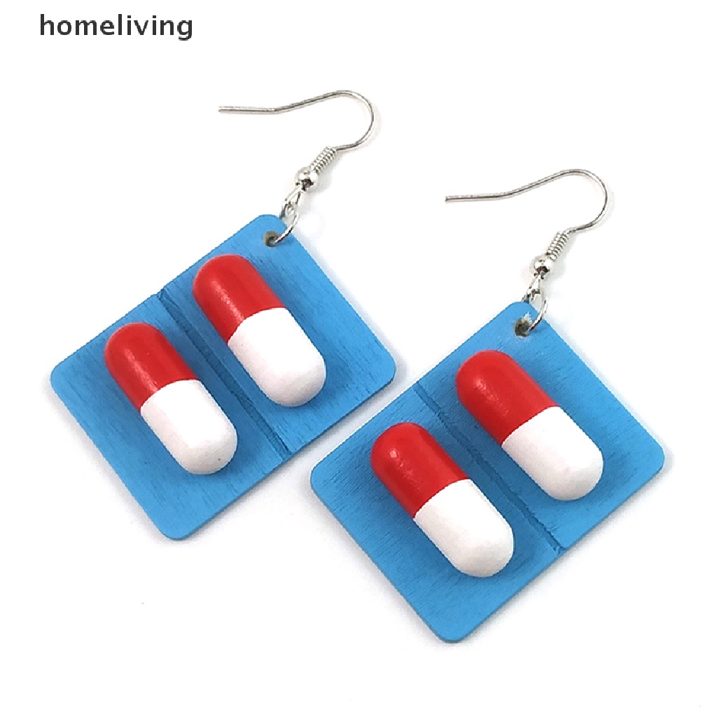 Khuyên Tai Thả Hình Viên Thuốc Bằng Gỗ Dễ Thương Vui Nhộn