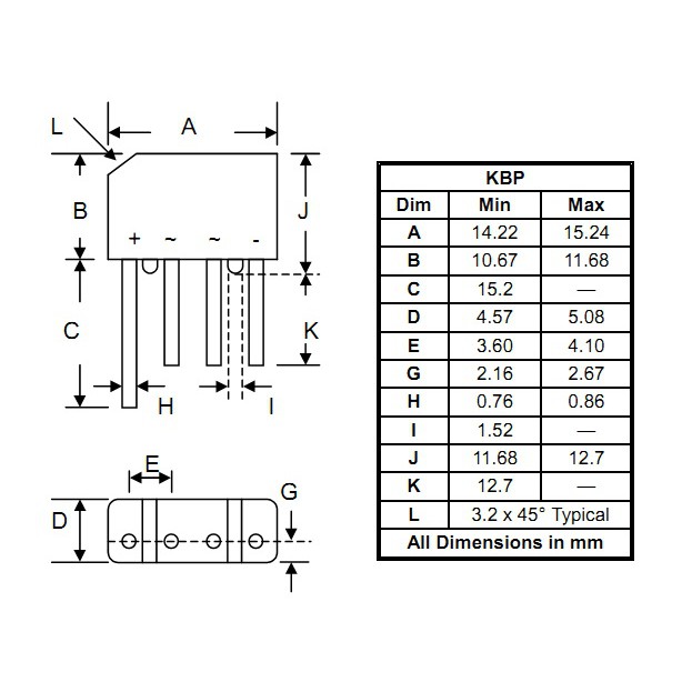 Diode Cầu 2A Dẹt ( KBP206 2A 600)