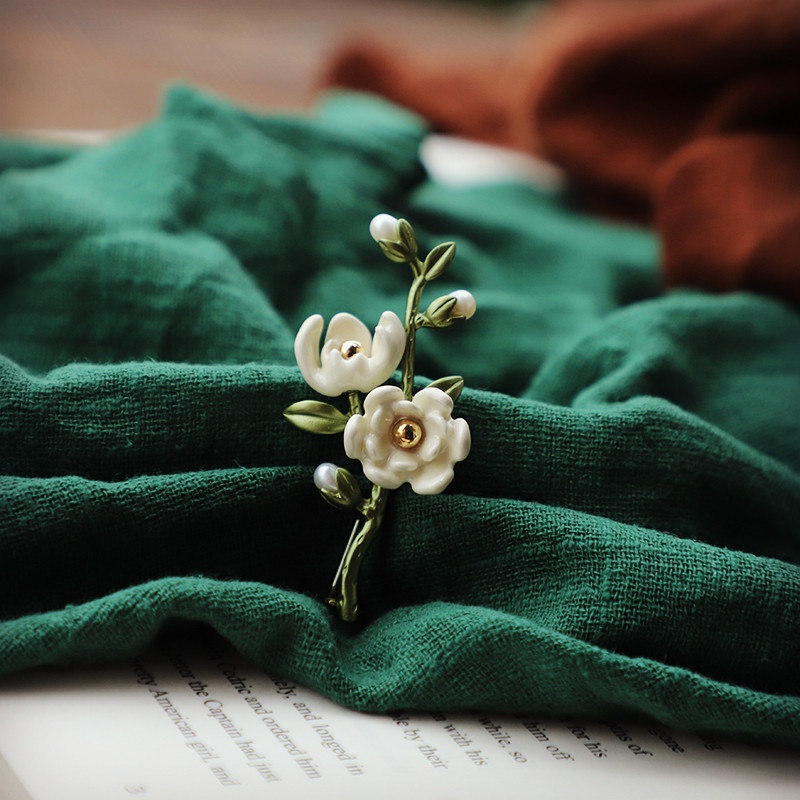 Mới Ghim Cài Áo Hình Lá Cây Đính Ngọc Trai Nhân Tạo Thời Trang Cho Nữ