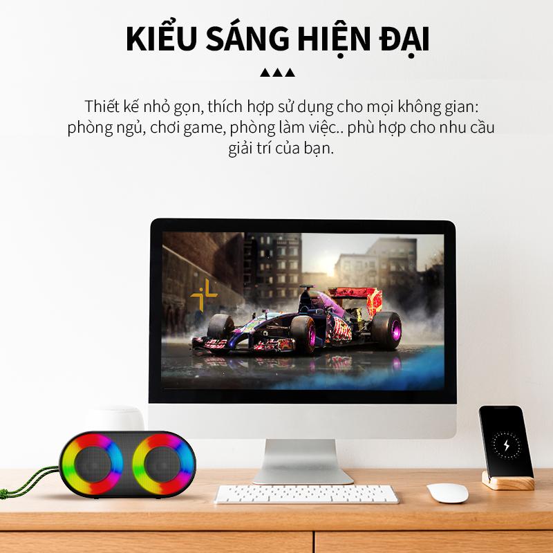 Loa mini cầm tay Bestsound BD-K212 kết nối Bluetooth, USB, TF, đèn LED đổi màu, thiết kế chống thấm nước