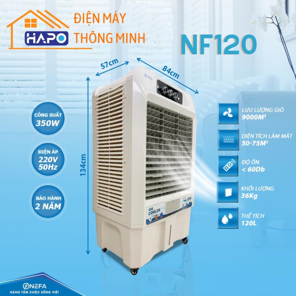 Quạt hơi nước NEFA NF120 bể chứa nước khổng lồ 120L, Quạt điều hòa làm mát mùa hè cho không gian rộng, Quạt công nghiệp