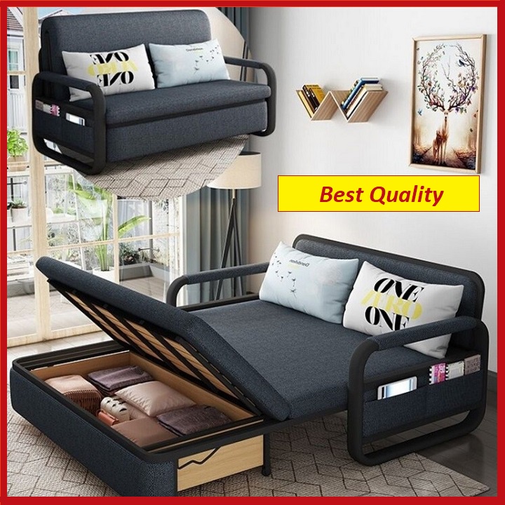 Giường Sofa Cao Cấp Có Hộc Chứa Đồ. Giường Sofa Chuyển Đổi Thành Ghế Sofa. Kích Thước 1m58 x 1m90. Tặng kèm 2 Gối