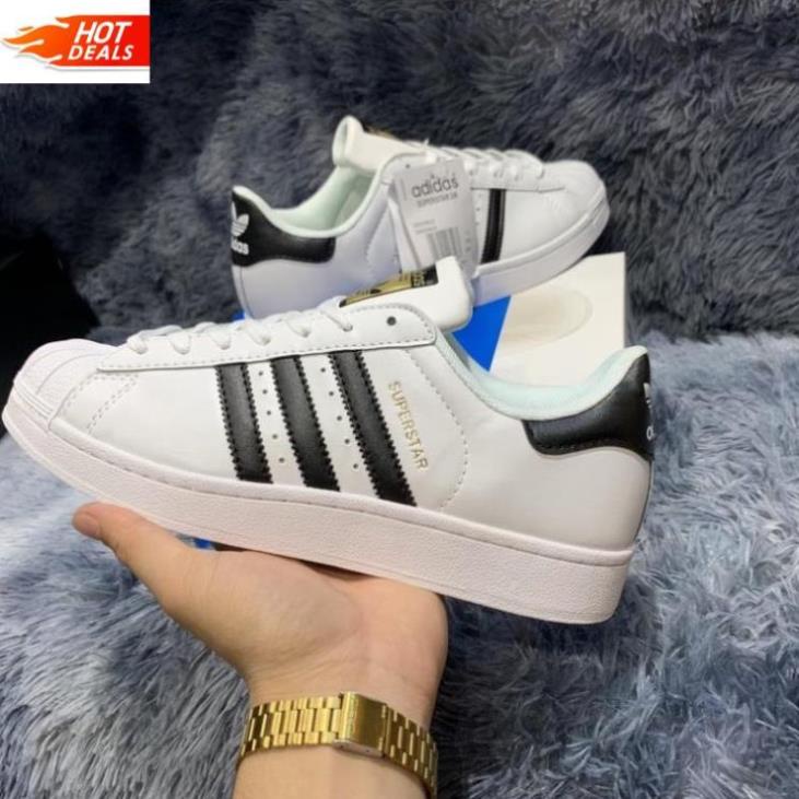 giày superstar mũi sò màu trắng sọc đen, giày thể thao nam nữ adidas mũi sò vip da thật, ảnh thật, full size $ $ $