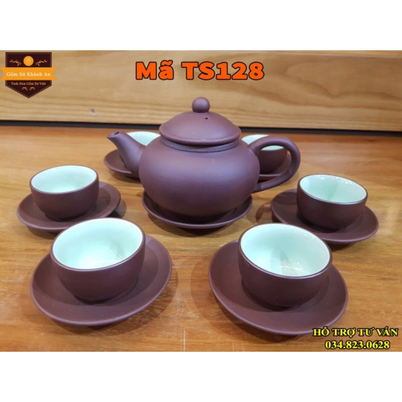 pass bộ ấm chén tử sa màu nâu Trung Quốc hàng đẹp