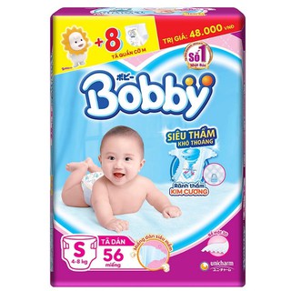 [TẶNG THÊM 8 MIẾNG]Tã dán Bobby S56+8