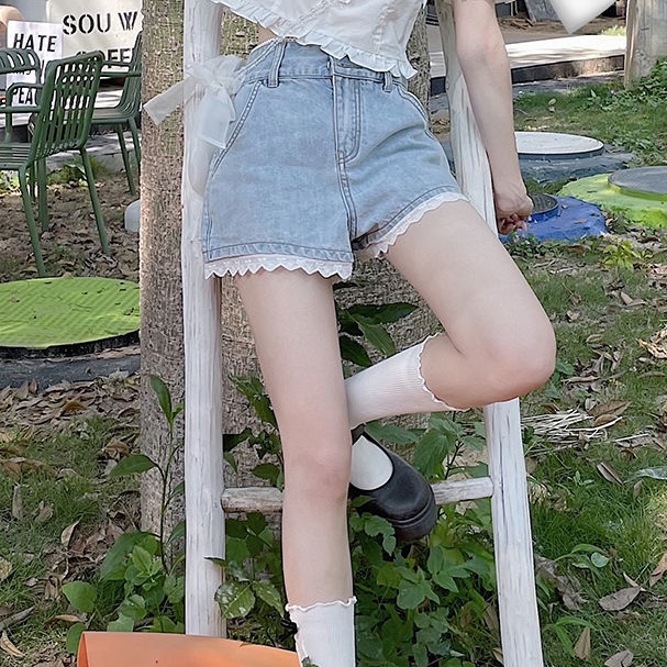 Quần Short Denim Lưng Cao Ống Rộng Thời Trang Mùa Hè Dành Cho Nữ