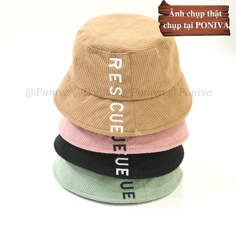 Mũ bucket  ❤️ Nón tai bèo vành cụp thêu chữ nhiều màu sắc form unisex BK02 nhung tăm Ulzzang Thời trang PONIVA siêu hot