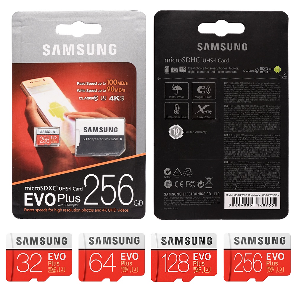 Thẻ nhớ Samsung Pro Evo 32GB / 64G / 128G / 256GB Micro SD Samsung Pro Evo Plus Class 10 TF