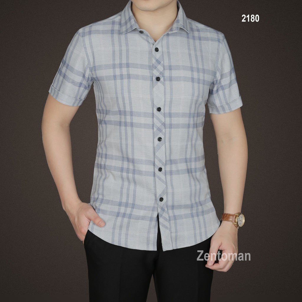 [HQFA88- mã giảm 20k] ZENTOMAN  - Áo sơ mi ngắn tay nam công sở đẹp kẻ mềm mịn không nhăn | BigBuy360 - bigbuy360.vn