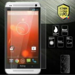 kính cường lực HTC M7 Kinh trong suốt mài cạnh tặng kèm khăn lau.