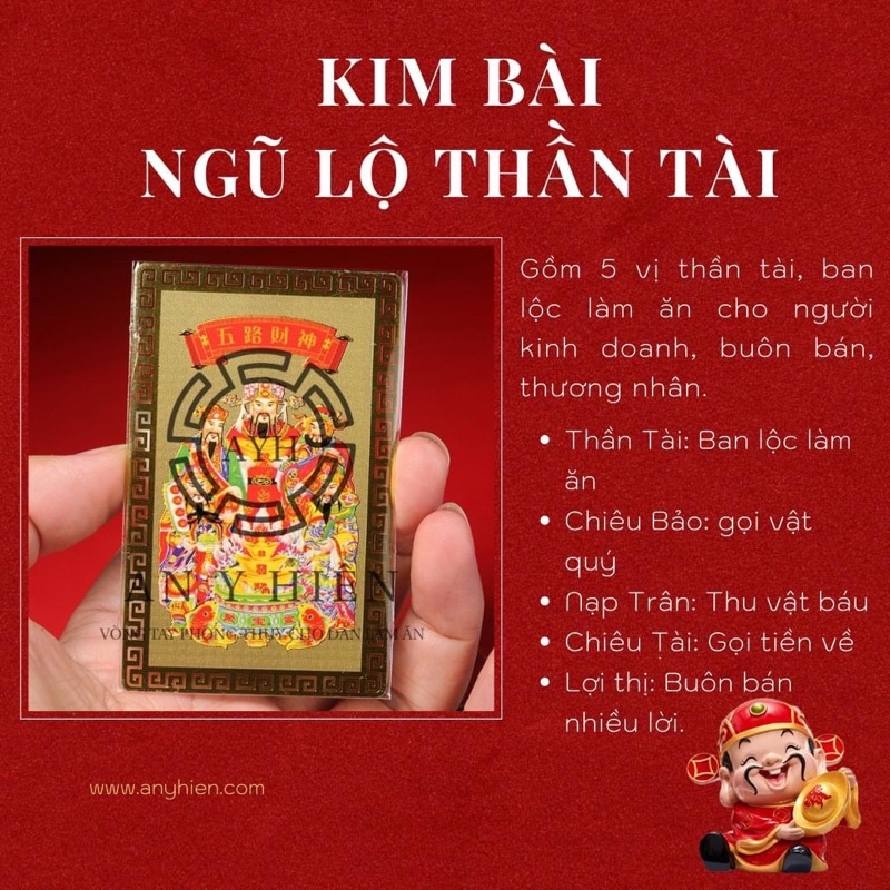 Kim Bài Ngũ Lộ ThẦn Tài tấn lộc