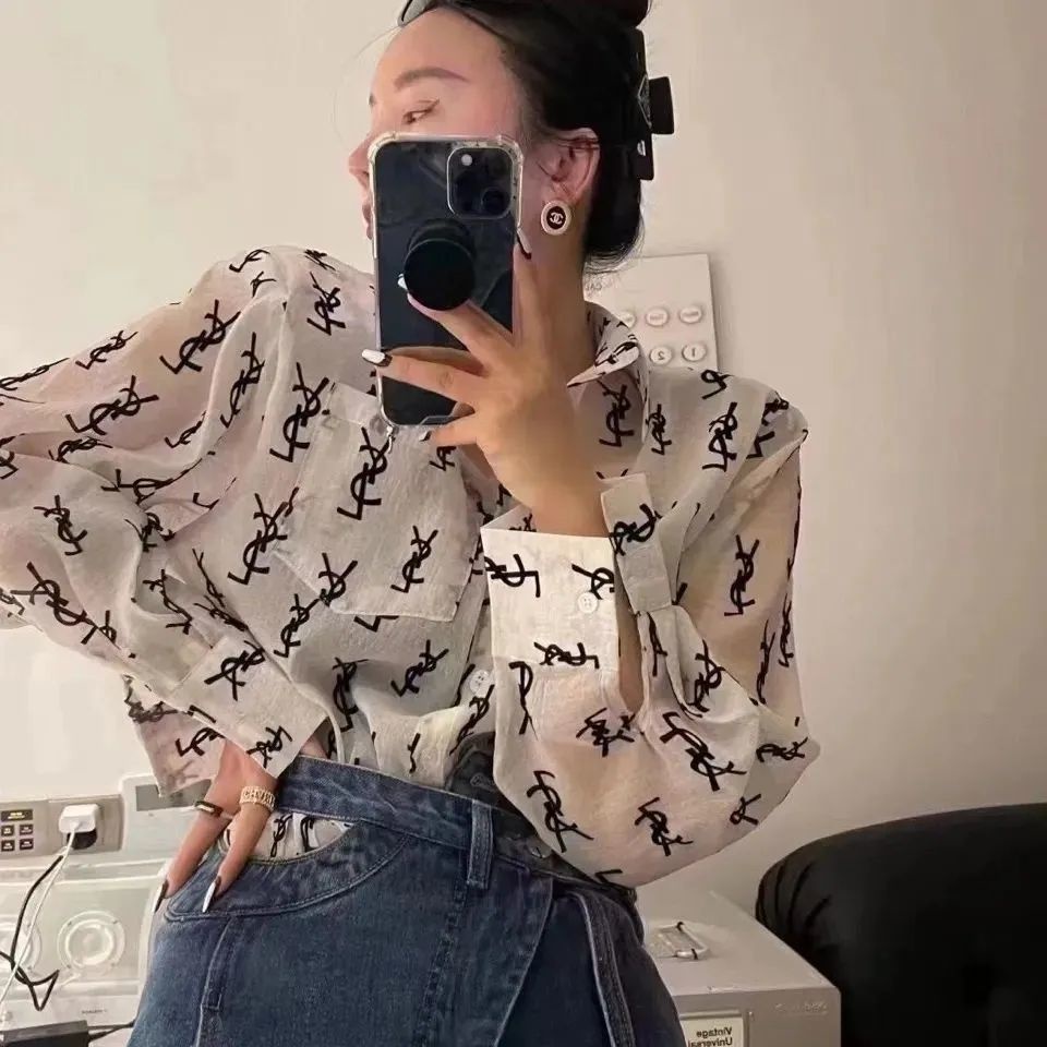 Hàng Sẵn Sàng! Áo Sơ Mi YL! Nút Áo Sơ Mi Hình Chữ Cái Thoải Mái Thời Trang