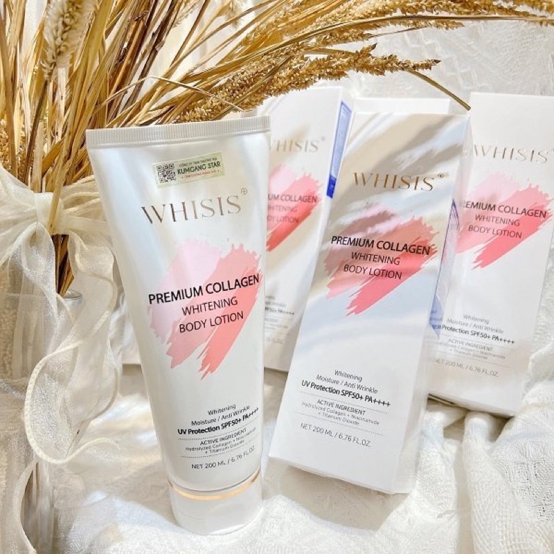 Kem Body Trắng Da Whisis Chống Nắng Premium Collagen Whitening Body Lotion 200ml