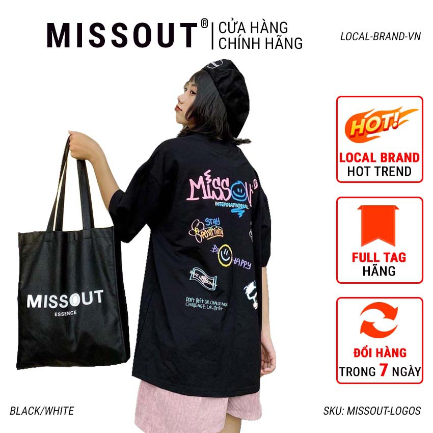 [LOCAL BRAND] Áo thun Missout logo mặt cười tay lỡ form rộng vải Cotton - Thời trang nam nữ Unisex Streetwear