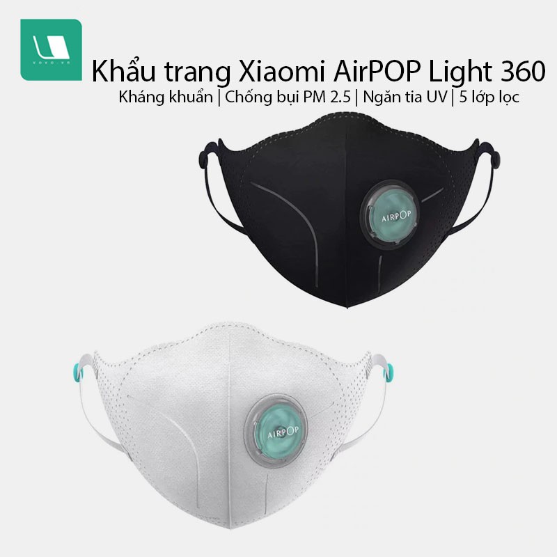 Khẩu trang Xiaomi AirPOP Light 360 Chống bụi PM 2.5, Chống sương mù và ngăn tia UV