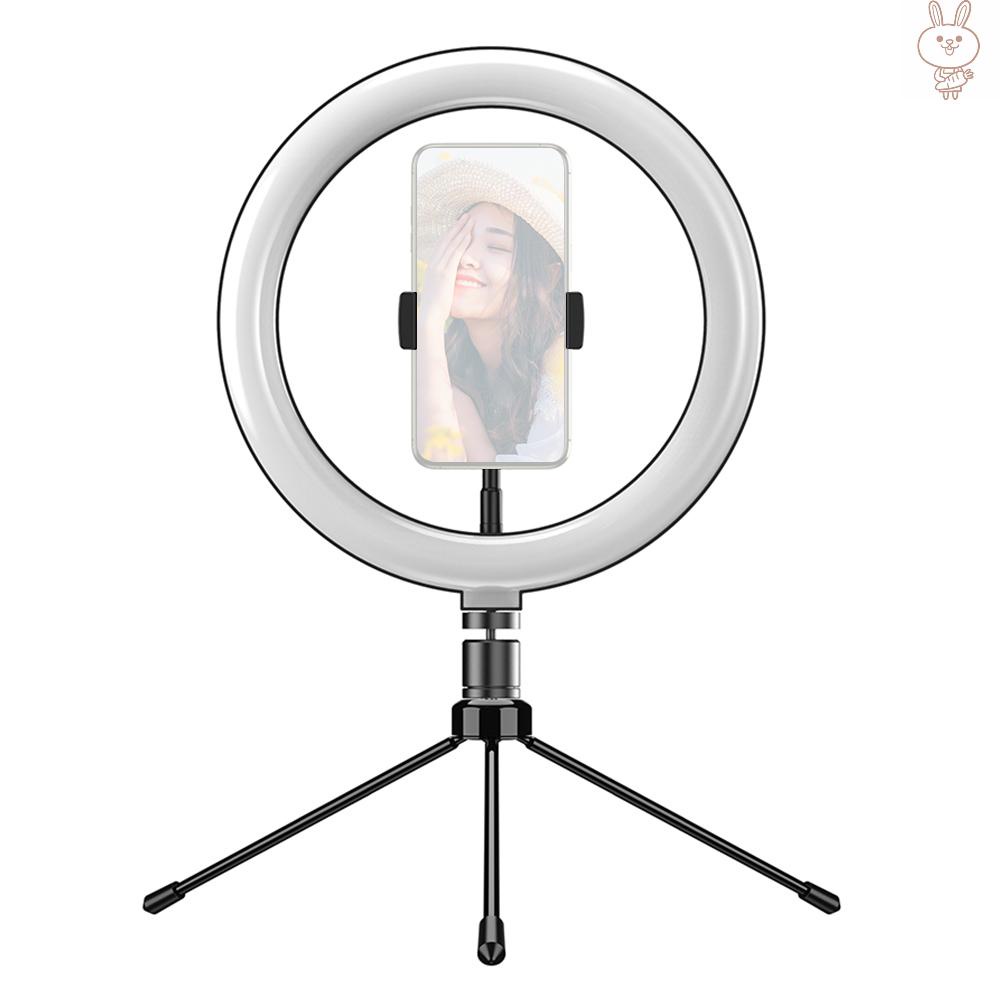 RD Andoer APL-FL10JJ13Y 10 Inch Dimmable LED Selfie Ring Video Light 3000K-6500K LED Circle Light CRI 96 with Tabletop Tripod 3 Light Modes for Vlogging/ Live Streaming