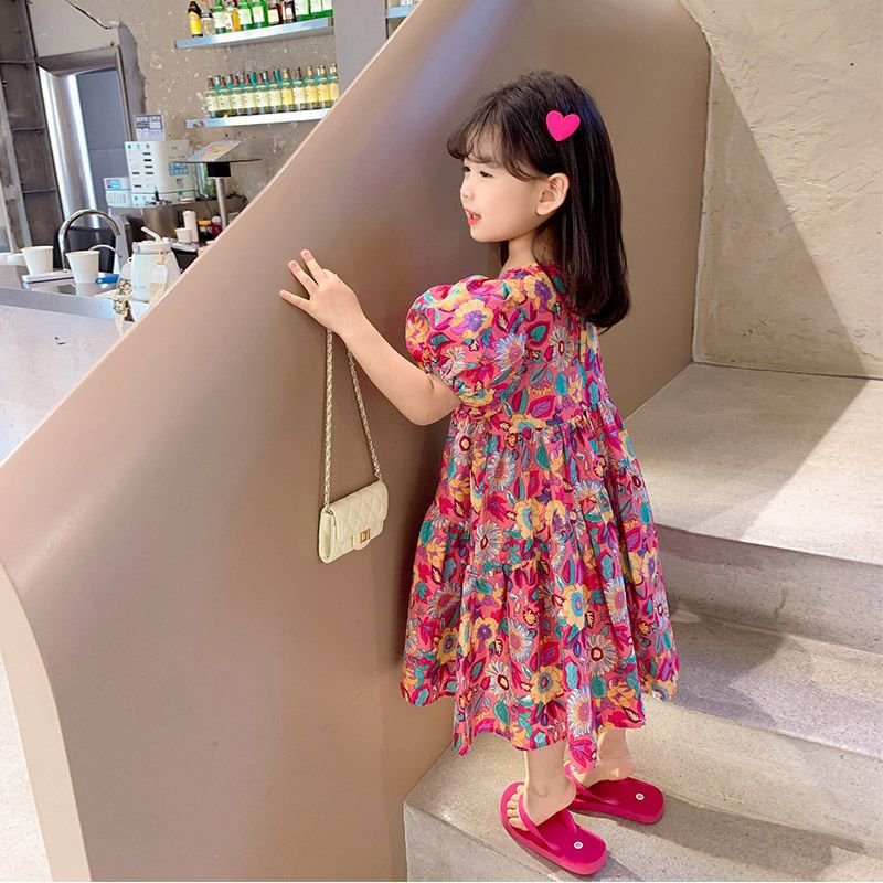 Váy bé gái dáng maxi họa tiết hoa to cực xinh Mini Kids G08