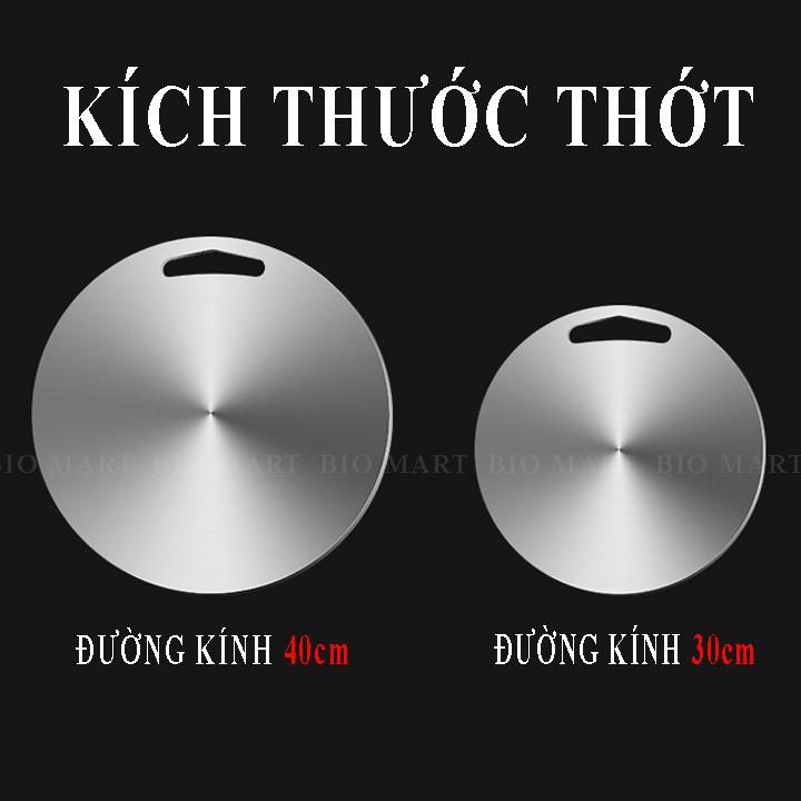 Thớt INOX304 tròn kháng khuẩn cao cấp - Rã đông tốt, chống gỉ sét, chống vi khuẩn, dễ dàng vệ sinh [Dày 0,3cm] – BIO128