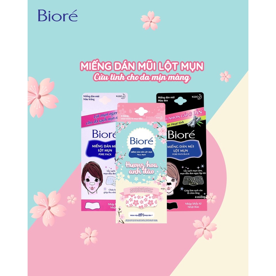 Miếng Dán Mũi Lột Mụn Bioré Nữ 4 Miếng Pore Pack Nhập Khẩu Nhật Bản