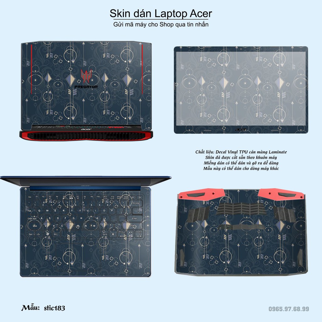 Skin dán Laptop Acer in hình Hoa văn sticker _nhiều mẫu 30 (inbox mã máy cho Shop)