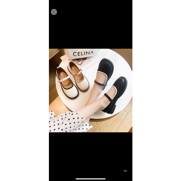 Giày Búp Bê Nữ Lolita Da Mềm Phối Viền Phong Cách Thời Trang Hiện Đại