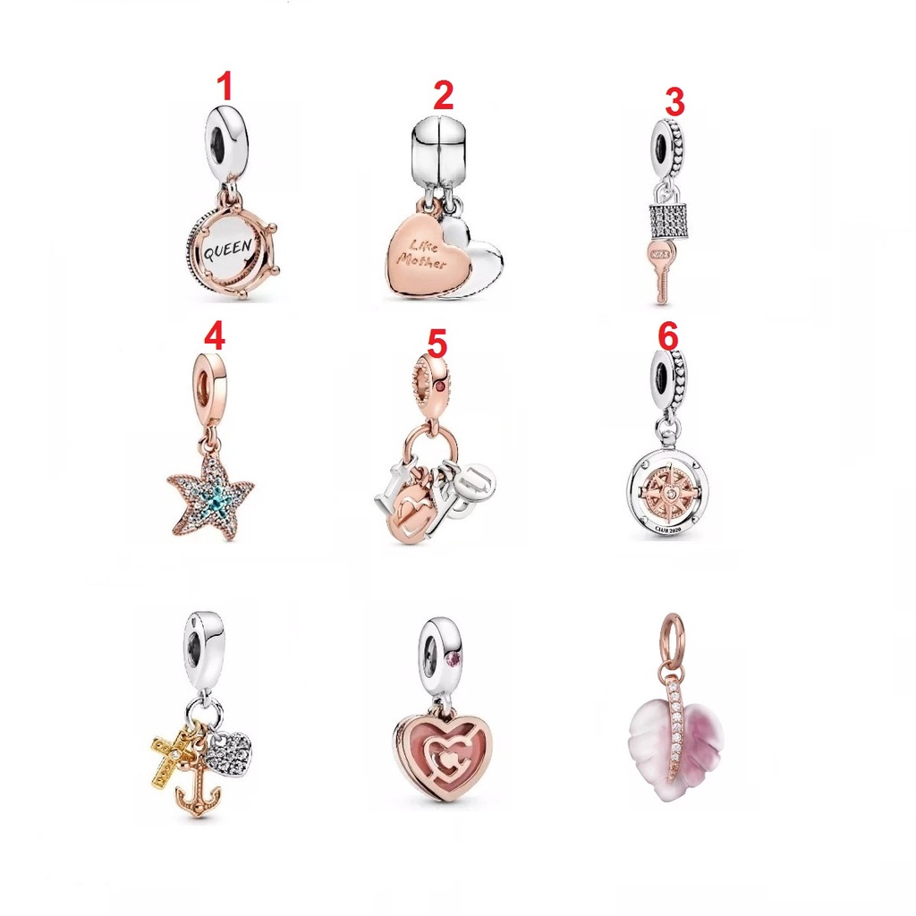 Charm treo vàng hồng 2 tone- Bạc 925 cao cấp- Mã sản phẩm VENUST1